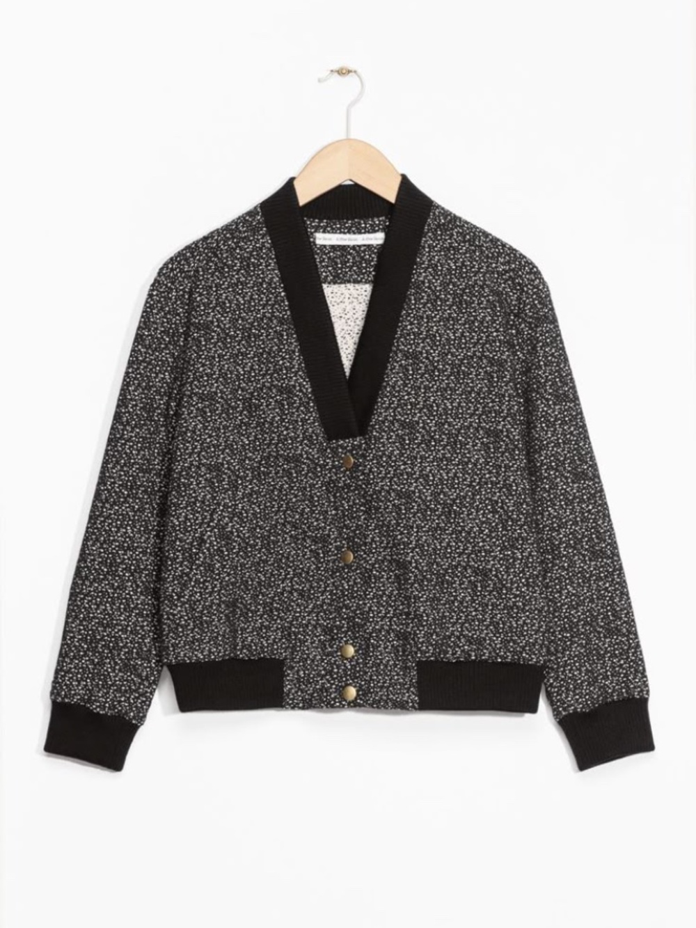 & Other Stories Black and White Speckled Bomber Jacket
